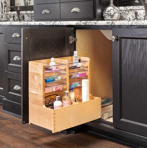 Rev-A-Shelf - 11-11/16" Maple Pullout L-Shape Reversible Organizer