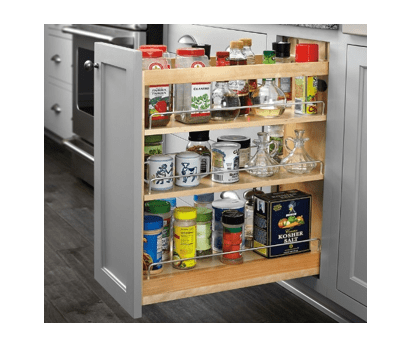 Rev-A-Shelf - 11" Maple Base Cabinet Pullout Organizer with Ball-Bearing Slides