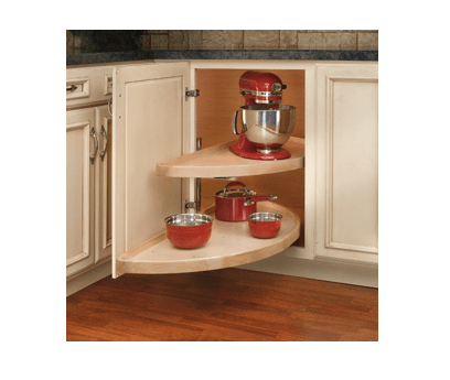 Rev-A-Shelf - 12" x 32" Lazy Susan Half-Moon Wood 2 Shelf (Pivot and Slide)