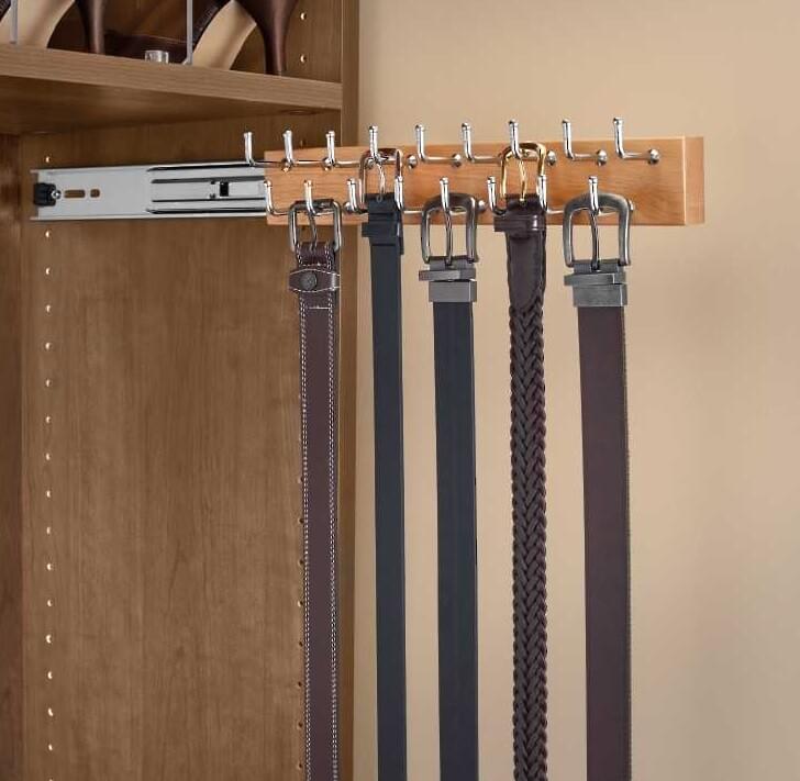 Rev-A-Shelf - 14" Maple Belt/Scarf Organizer Wood Side Mount Pullout