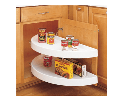 Rev-A-Shelf - 16-1/8" x 33" White Lazy Susan Half-Moon 2 Shelf (Pivot and Slide)