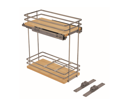 Salice - 18" Two-Tier Maple Base Pullout Organizer w/Soft-Close & Door Mount Kits