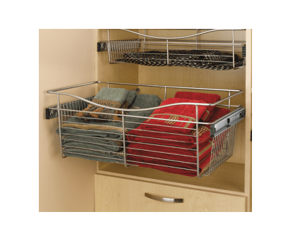 Rev-A-Shelf - 24"W x 14"D x 11"H - Satin Nickel Wire Basket Pullout for Closet