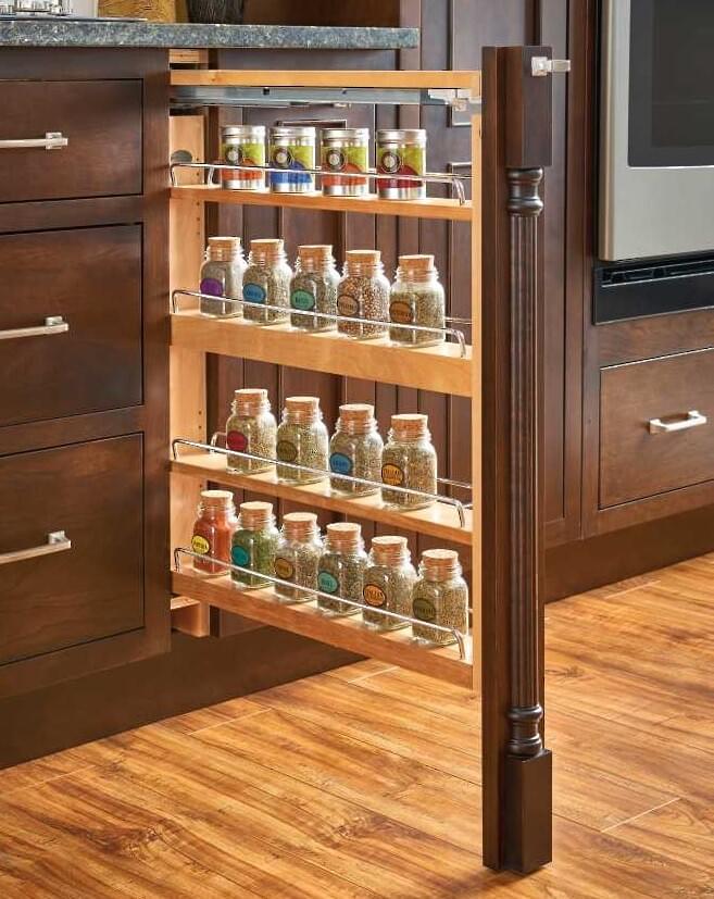 Rev-A-Shelf - 3" Filler Pullout Organizer with Wood Adjustable Shelves