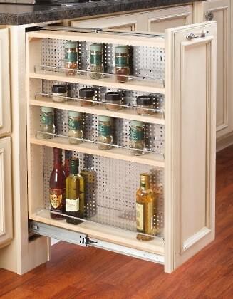 Rev-A-Shelf - 9" Filler Pullout Organizer with Soft-Close Wood Adjustable Shelves / Stainless Panel